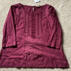 Meadow Rue Burgundy Pintuck Peasant Tunic